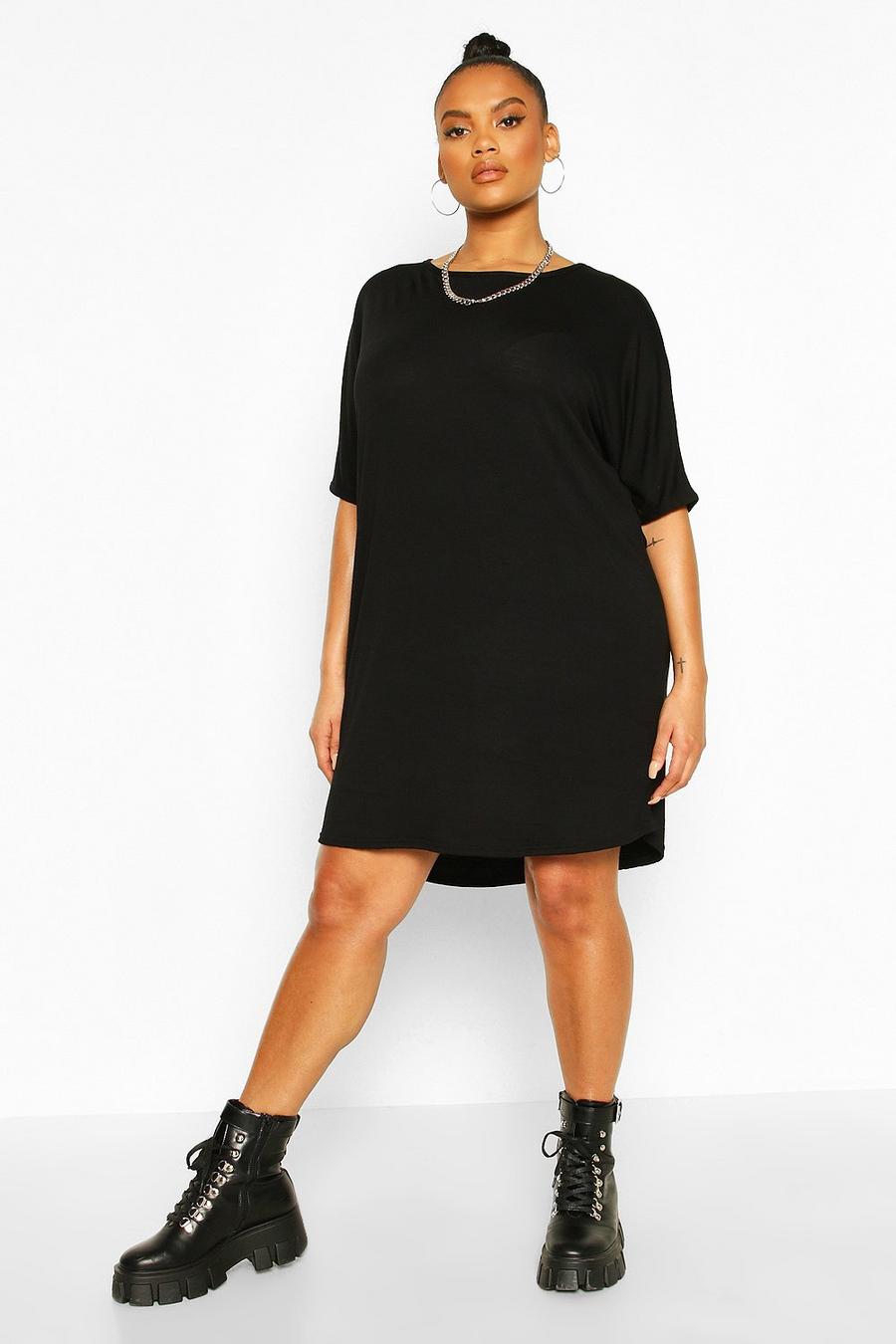 Black Plus Oversized T-Shirt Dress image number 1