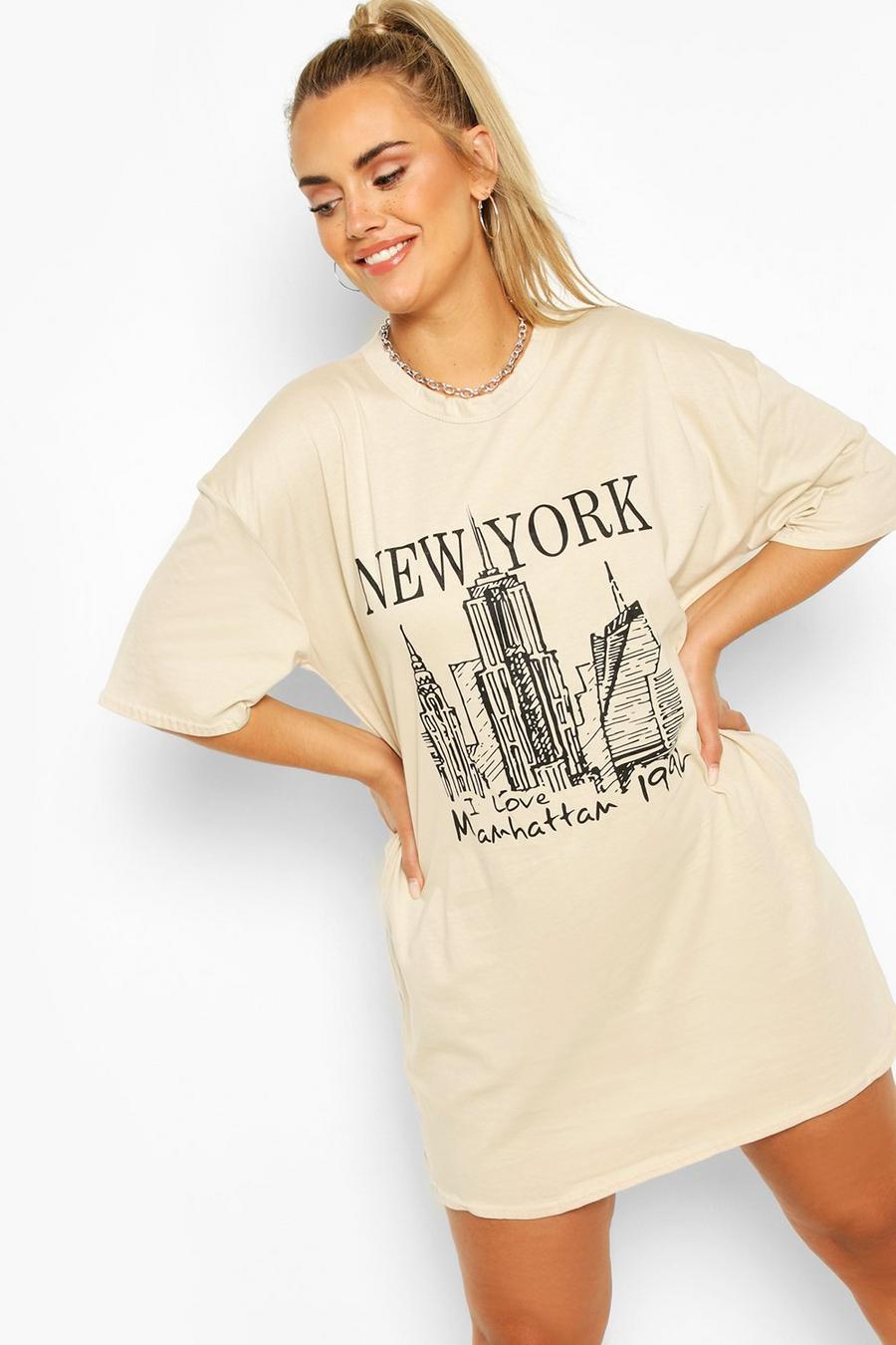 Vestido estilo camiseta con eslogan “New York” Plus image number 1