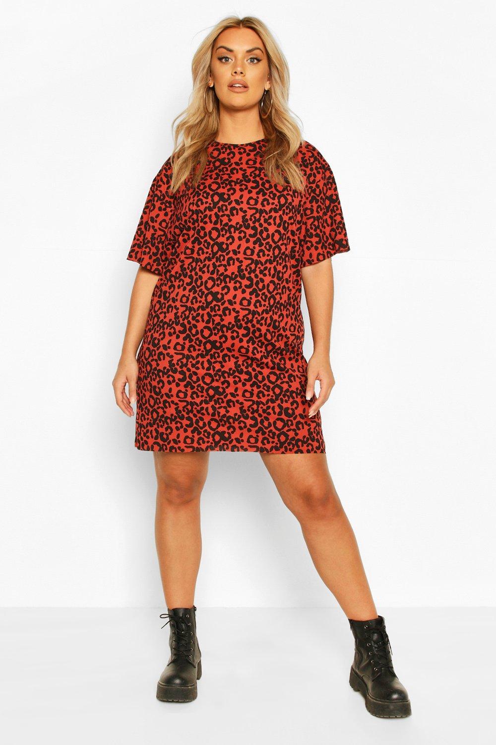 boohoo red leopard print dress