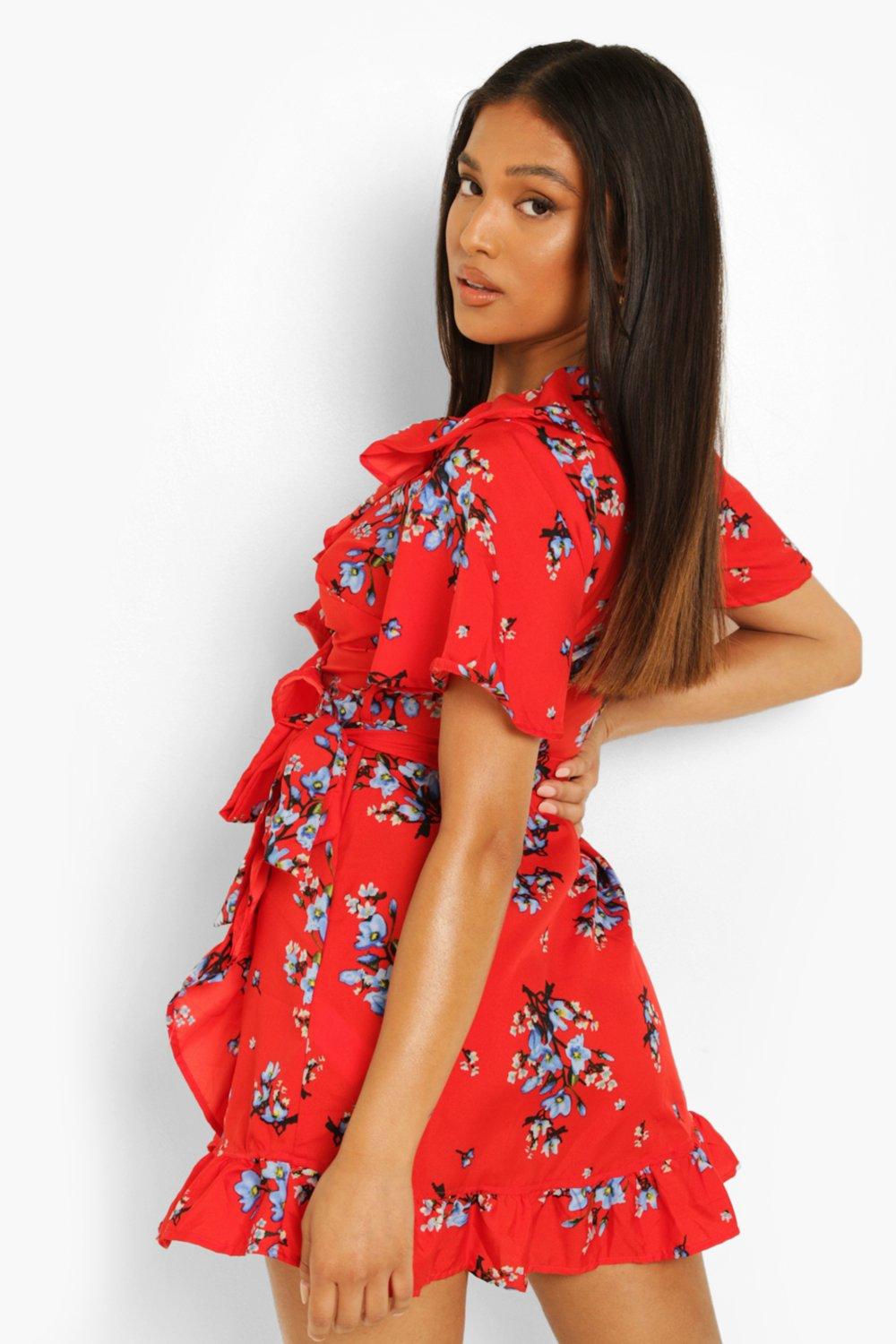 Boohoo ruffle tea outlet dress