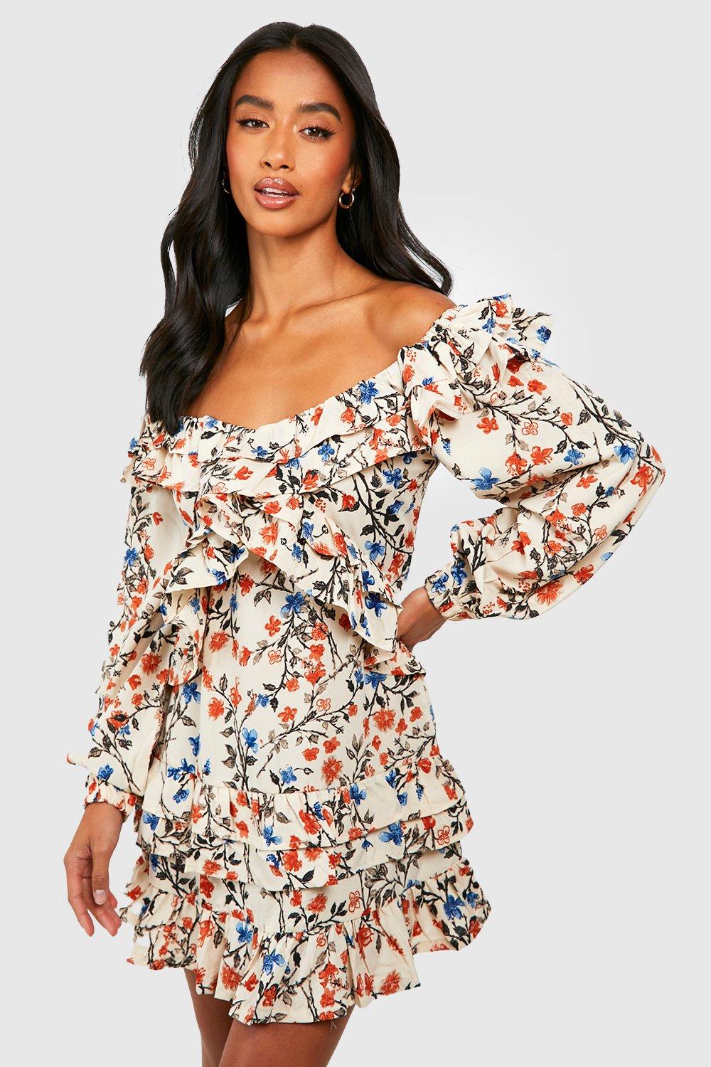 Off shoulder 2025 floral mini dress