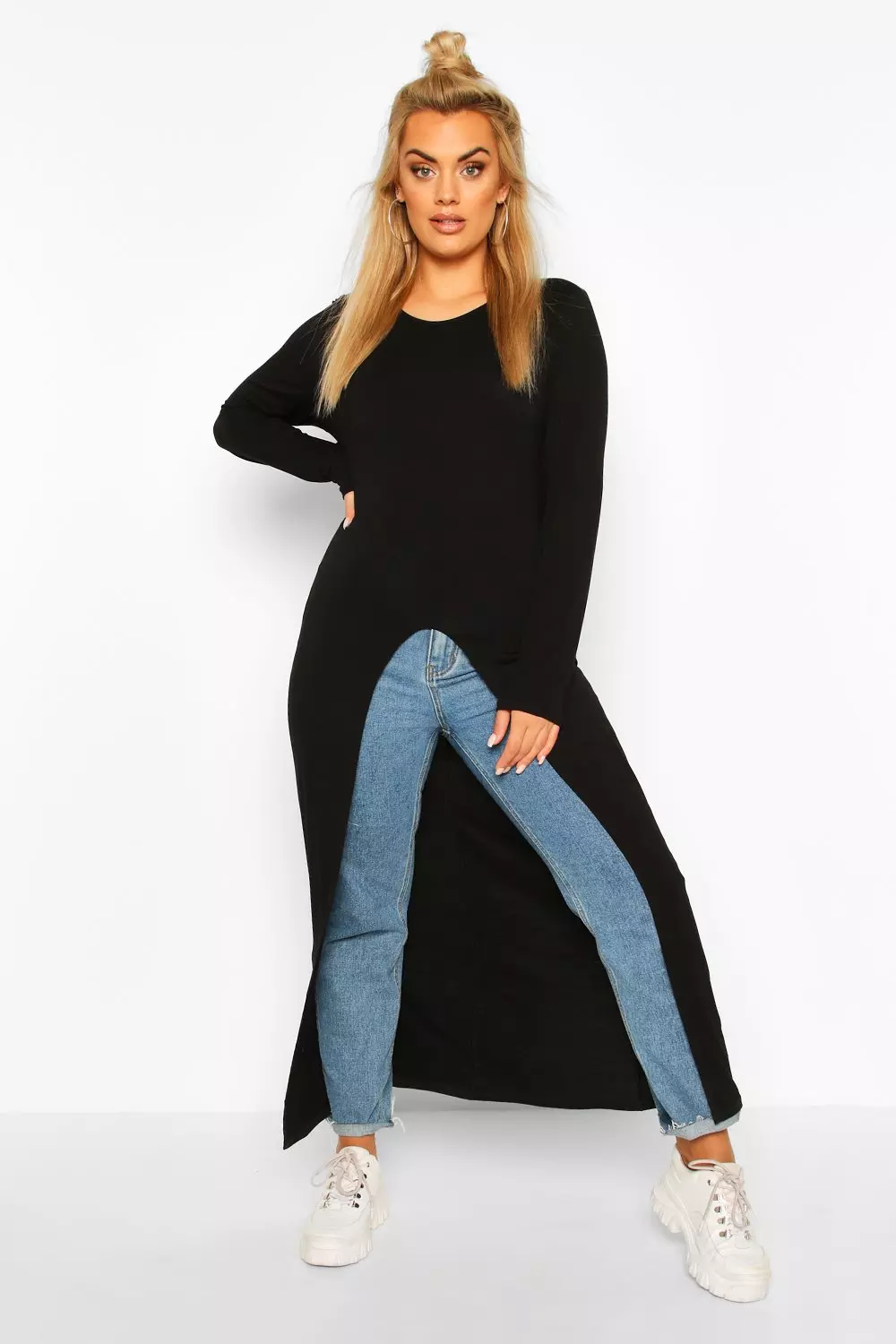 Black Plus Front Split Maxi Top alternative image