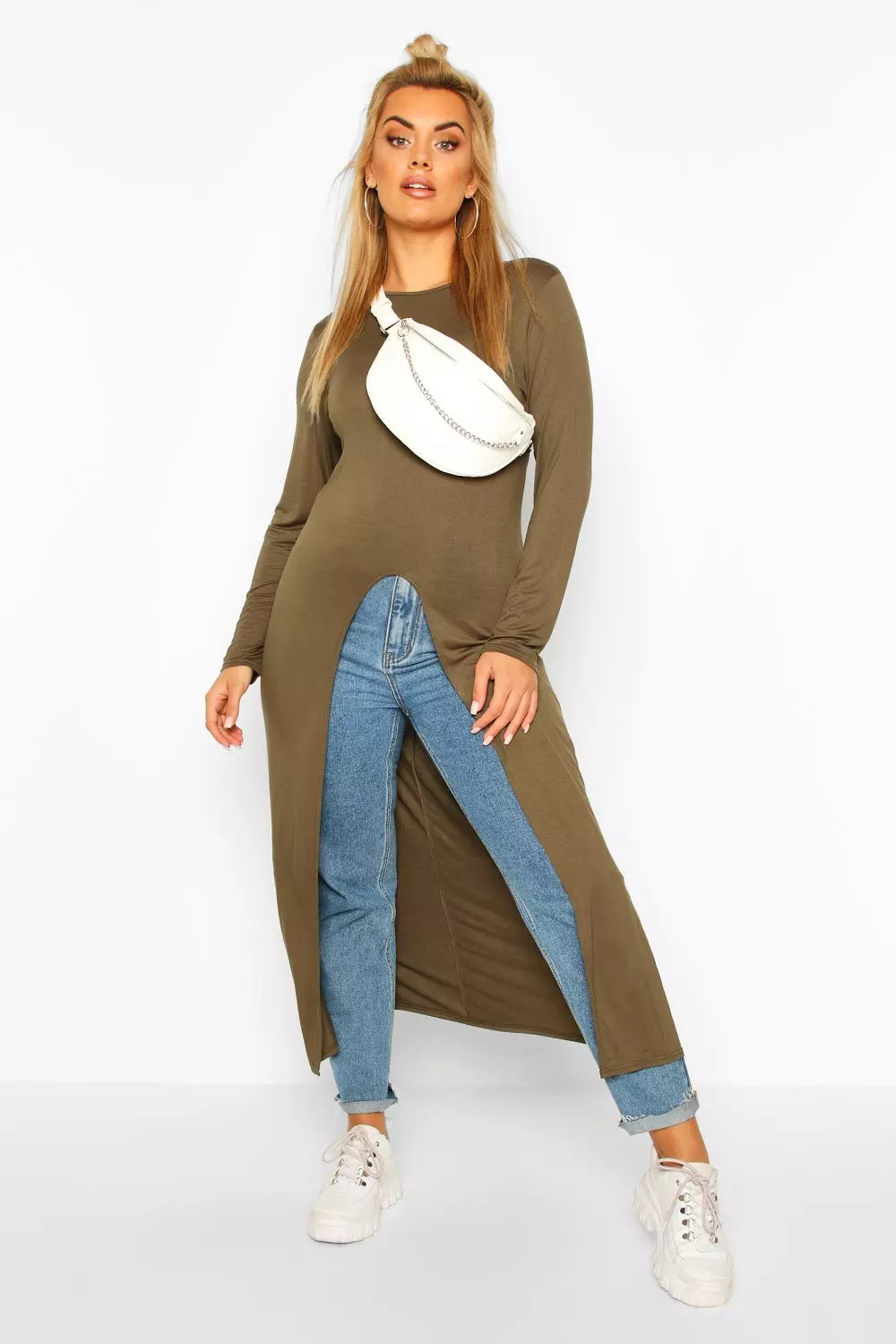 Black Plus Front Split Maxi Top alternative image