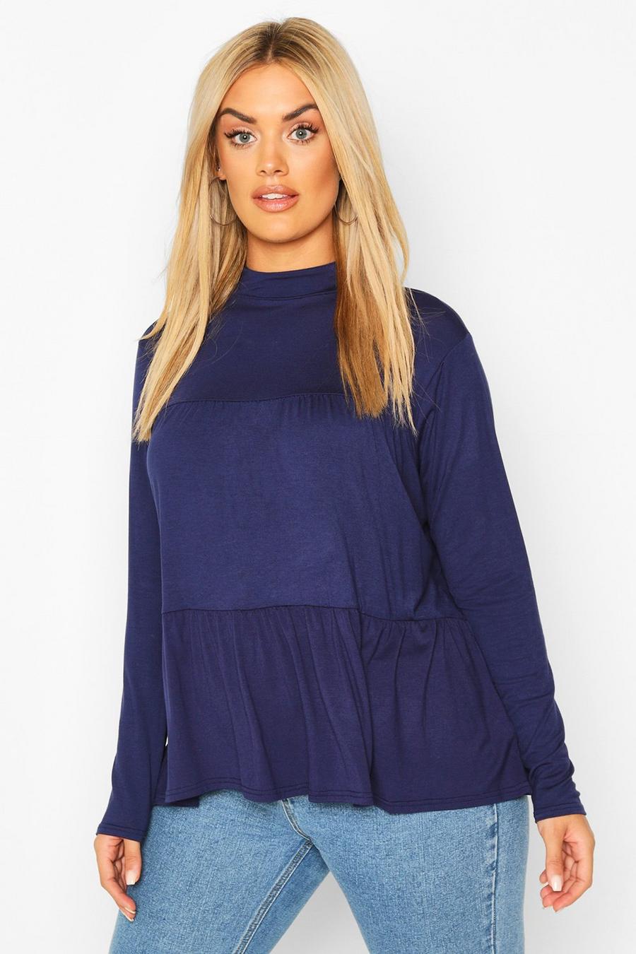 Plus High Neck Tunic Smock Top image number 1