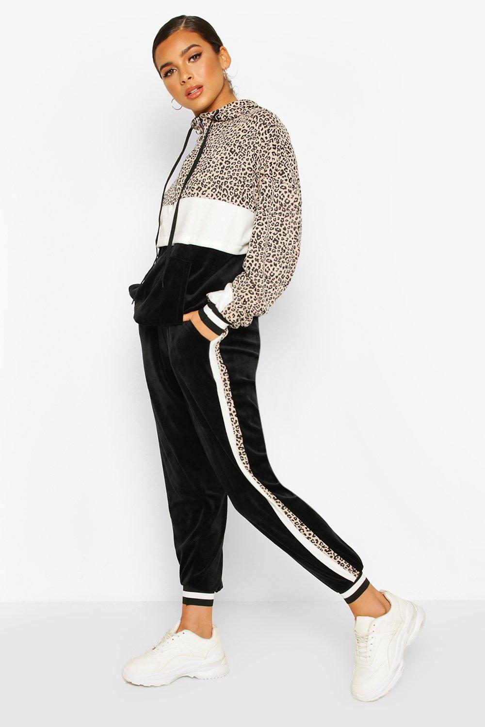 velour leopard print tracksuit