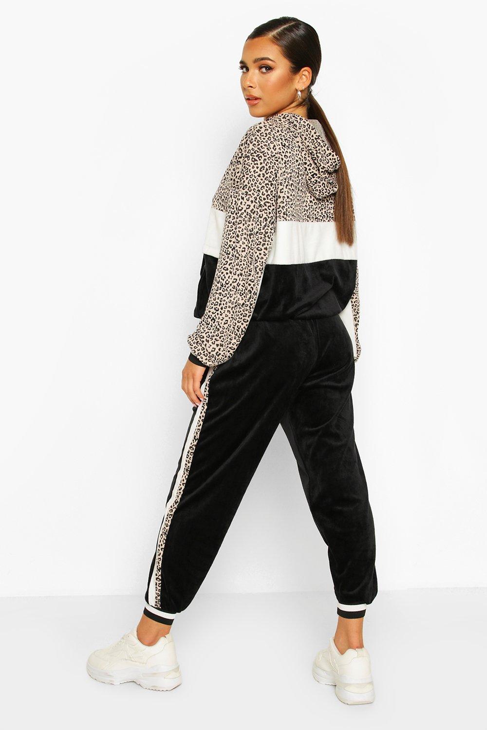 leopard print velour tracksuit