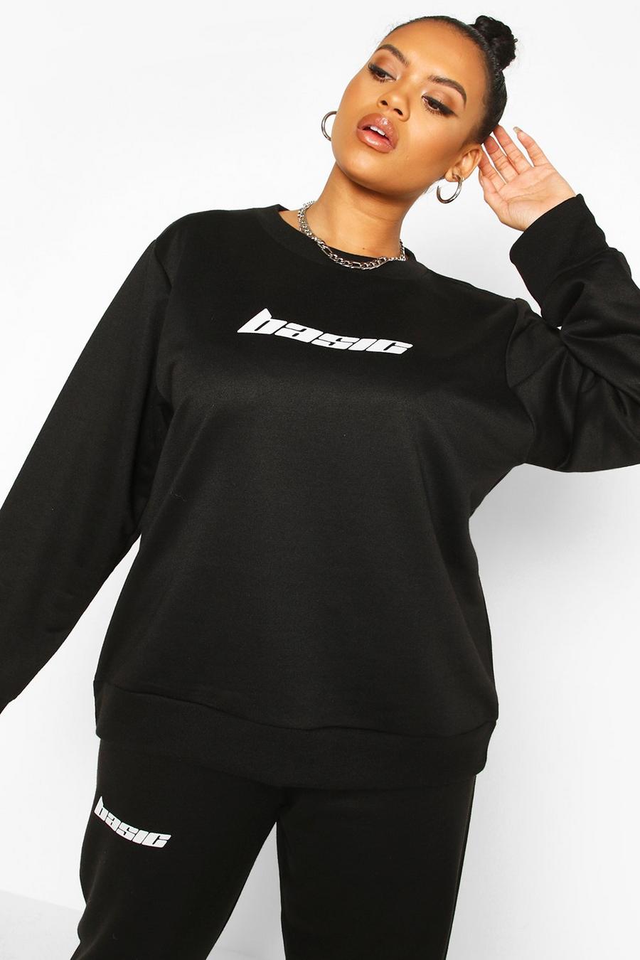 Plus - Basic Oversize sweatshirt med slogan image number 1