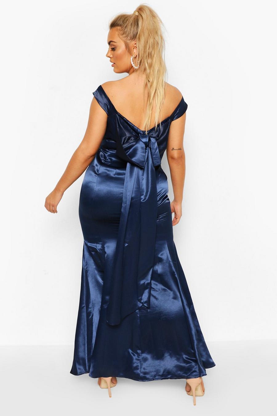 Plus Occasion Satin Bow Back Maxi Dress image number 1