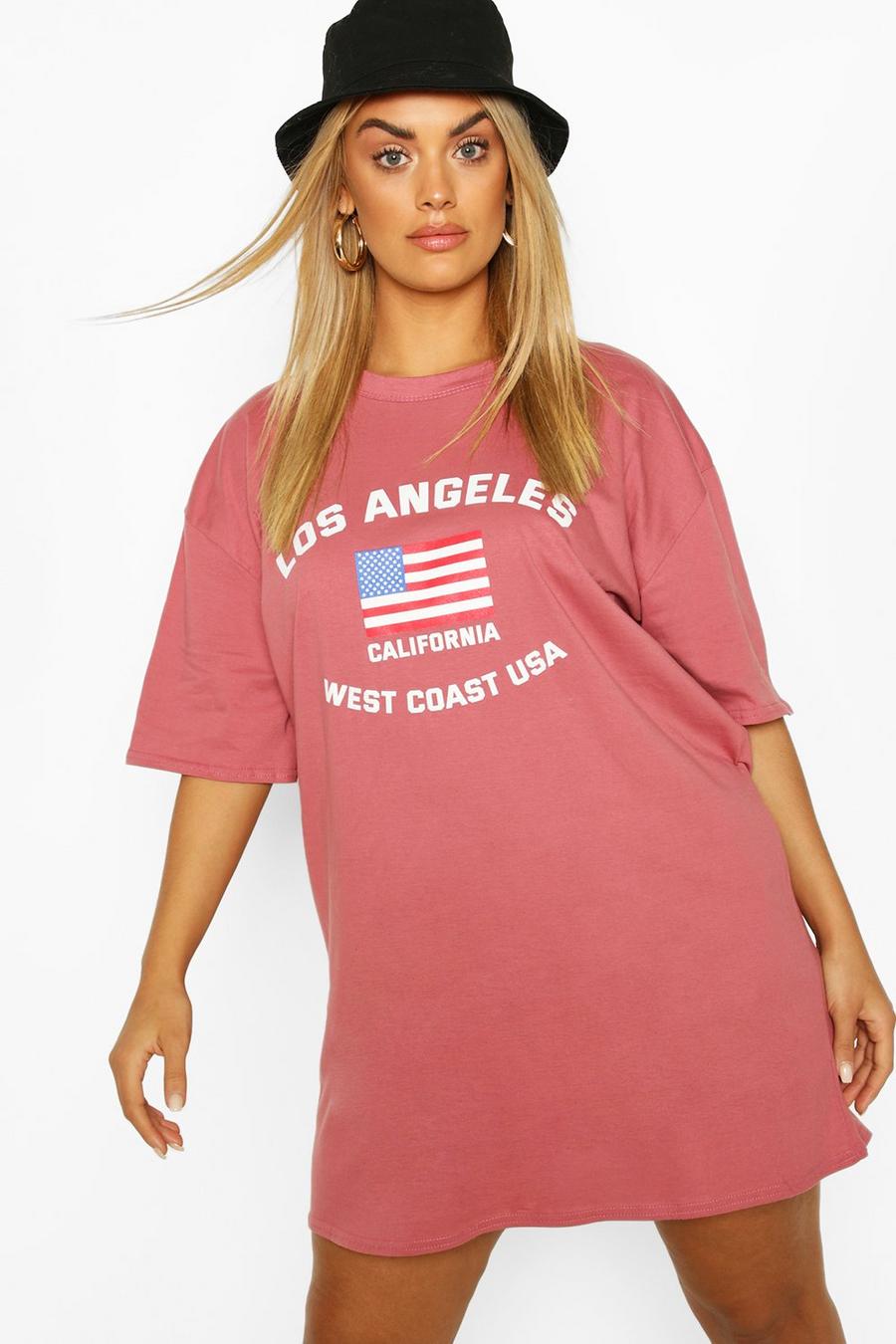 Grande taille - Robe chemise à emmanchures tombantes Los Angeles, Rose fleur image number 1
