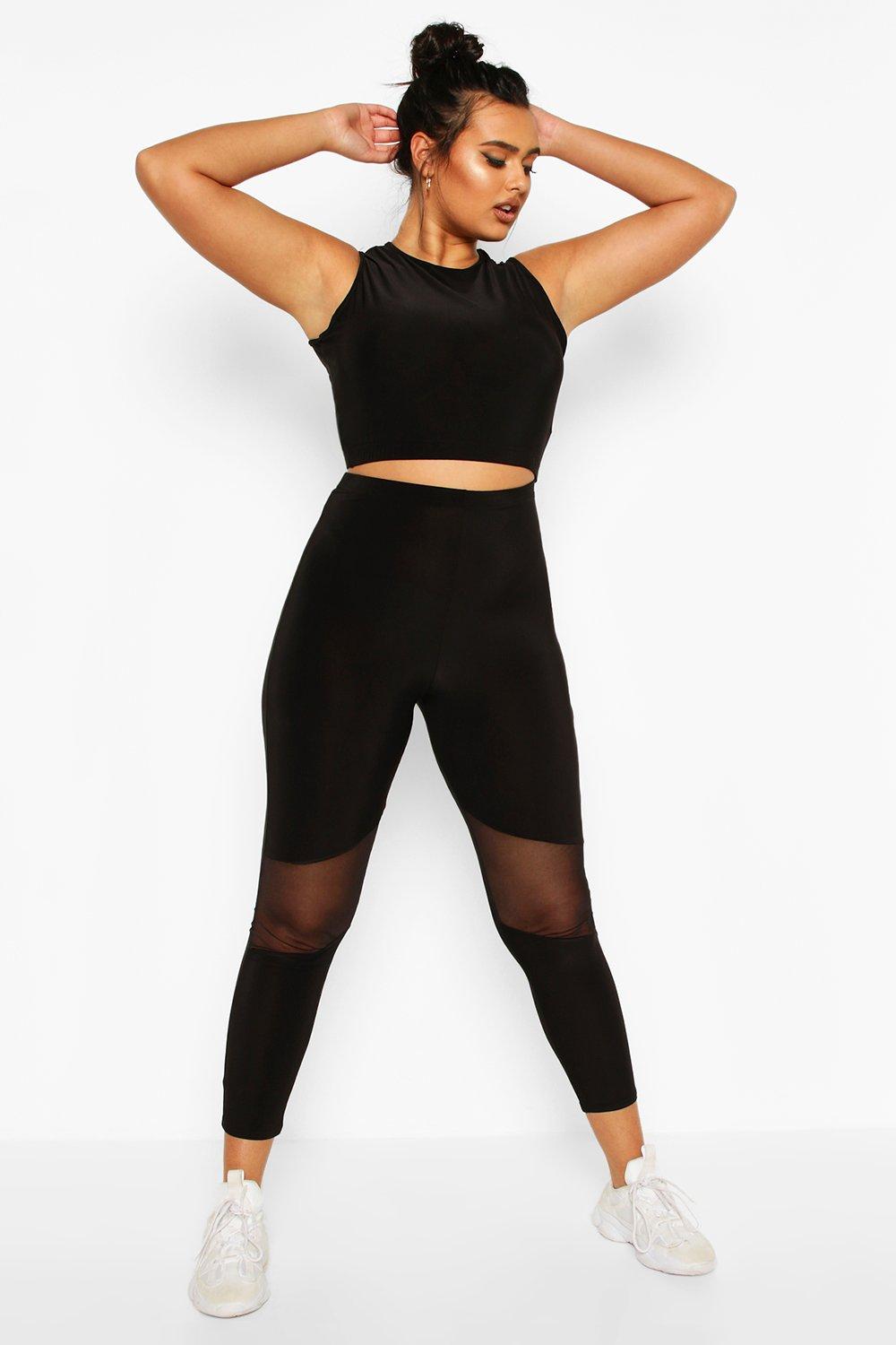 Women's Athletic Leggings with Mesh and Cross Cutouts - Plus Size in B –  Apple Girl Boutique