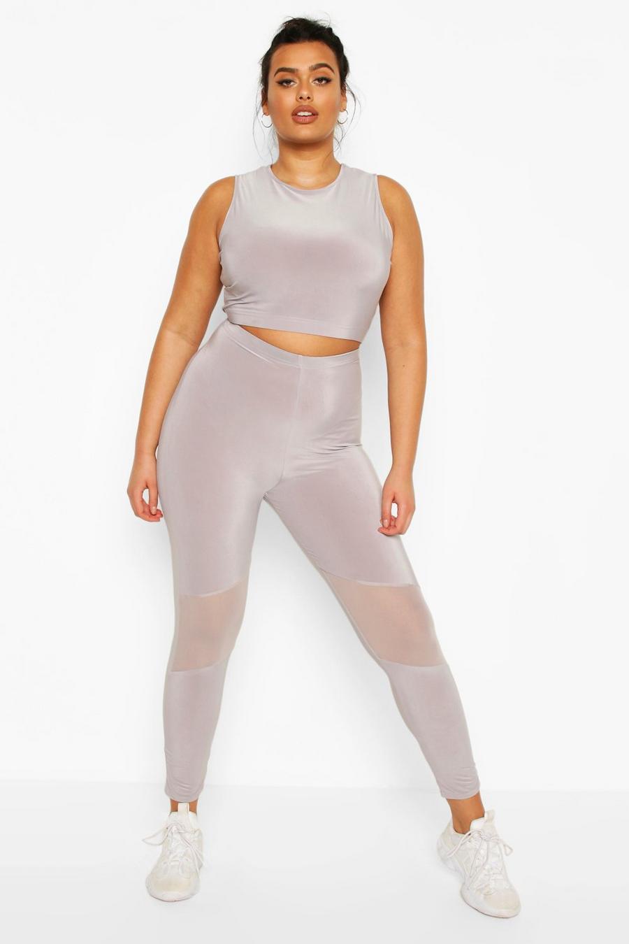 Legging da palestra Plus Size Activewear in rete con cut-out, Light grey image number 1