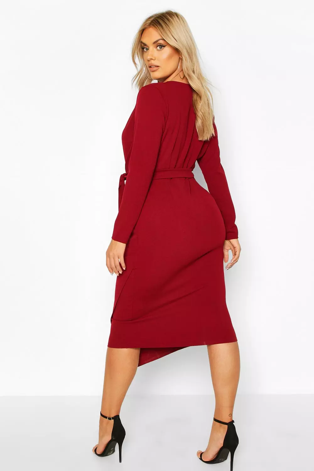 Navy Plus Wrap Front Midi Dress alternative image
