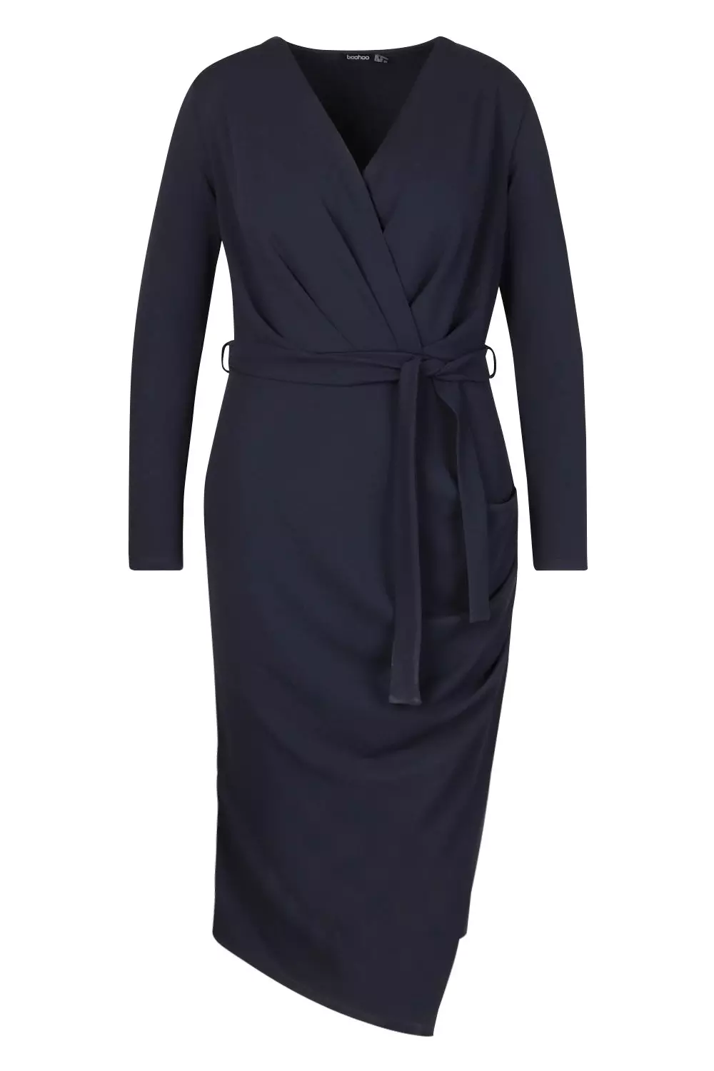 Navy Plus Wrap Front Midi Dress alternative image
