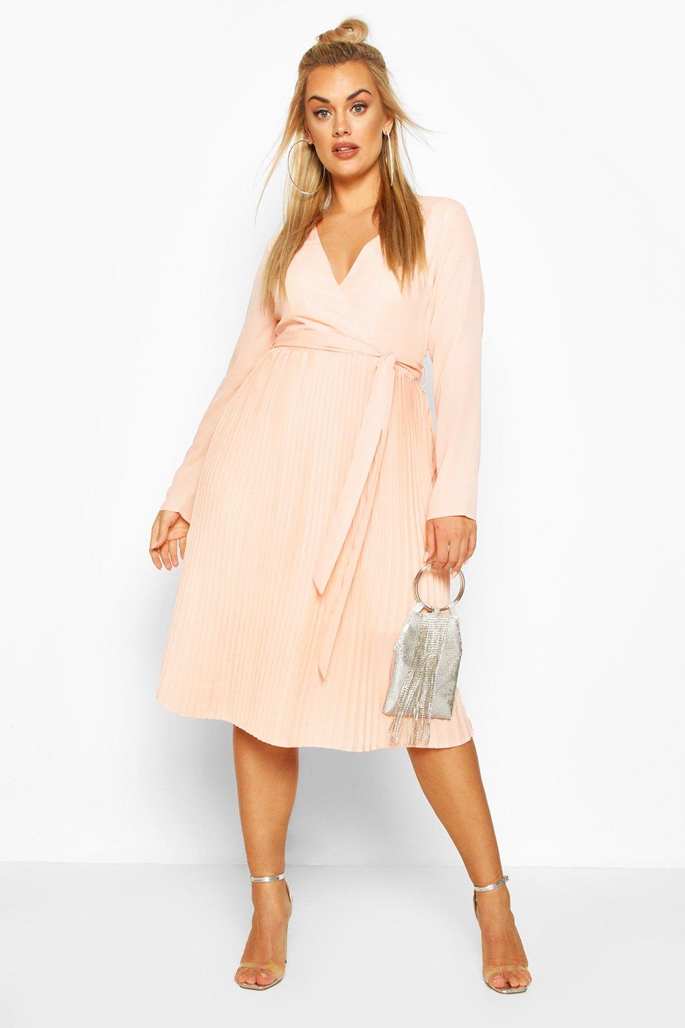 beige colour block pleated midi dress