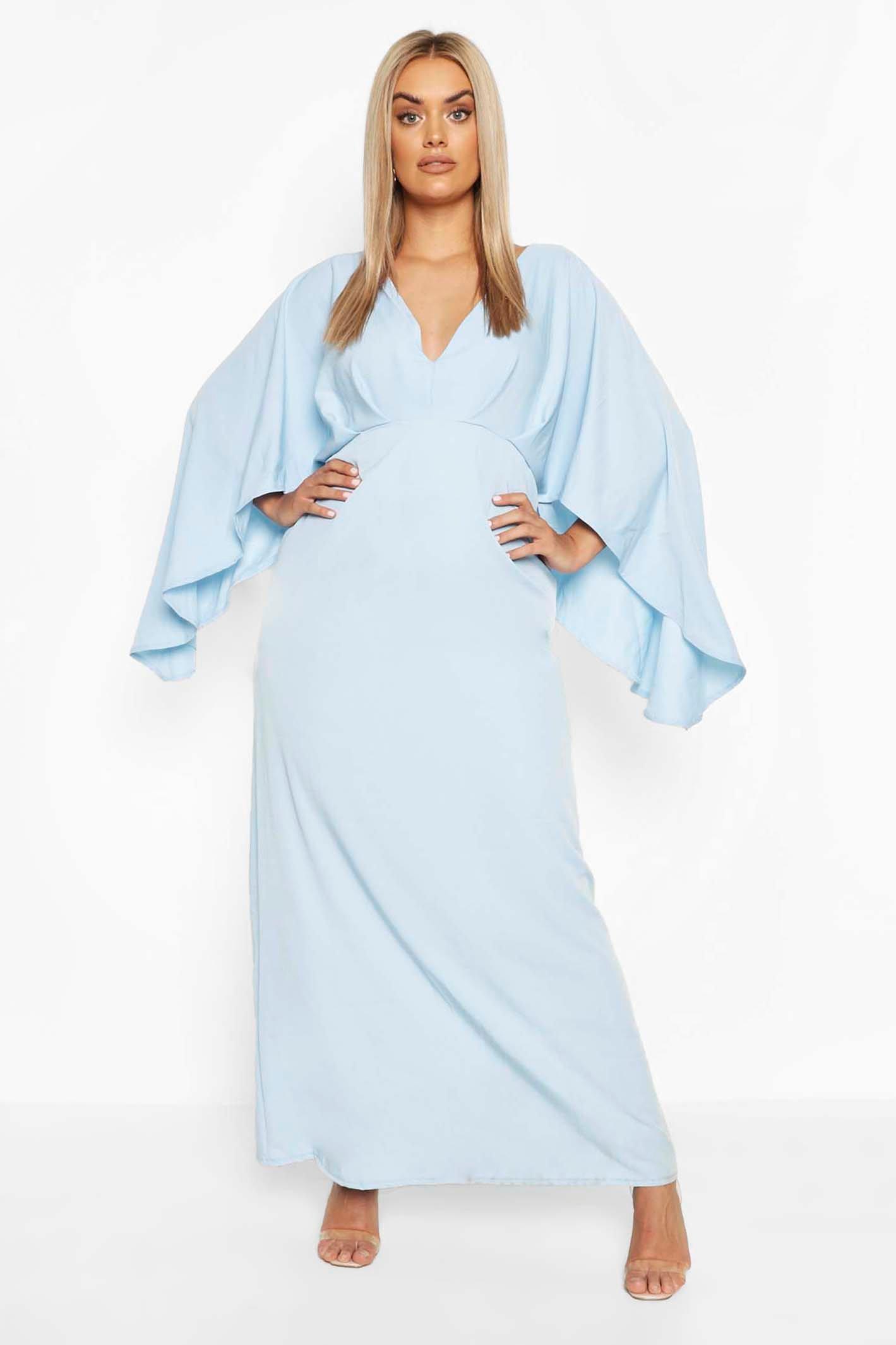 Plus Plunge Kimono Sleeve Maxi Dress