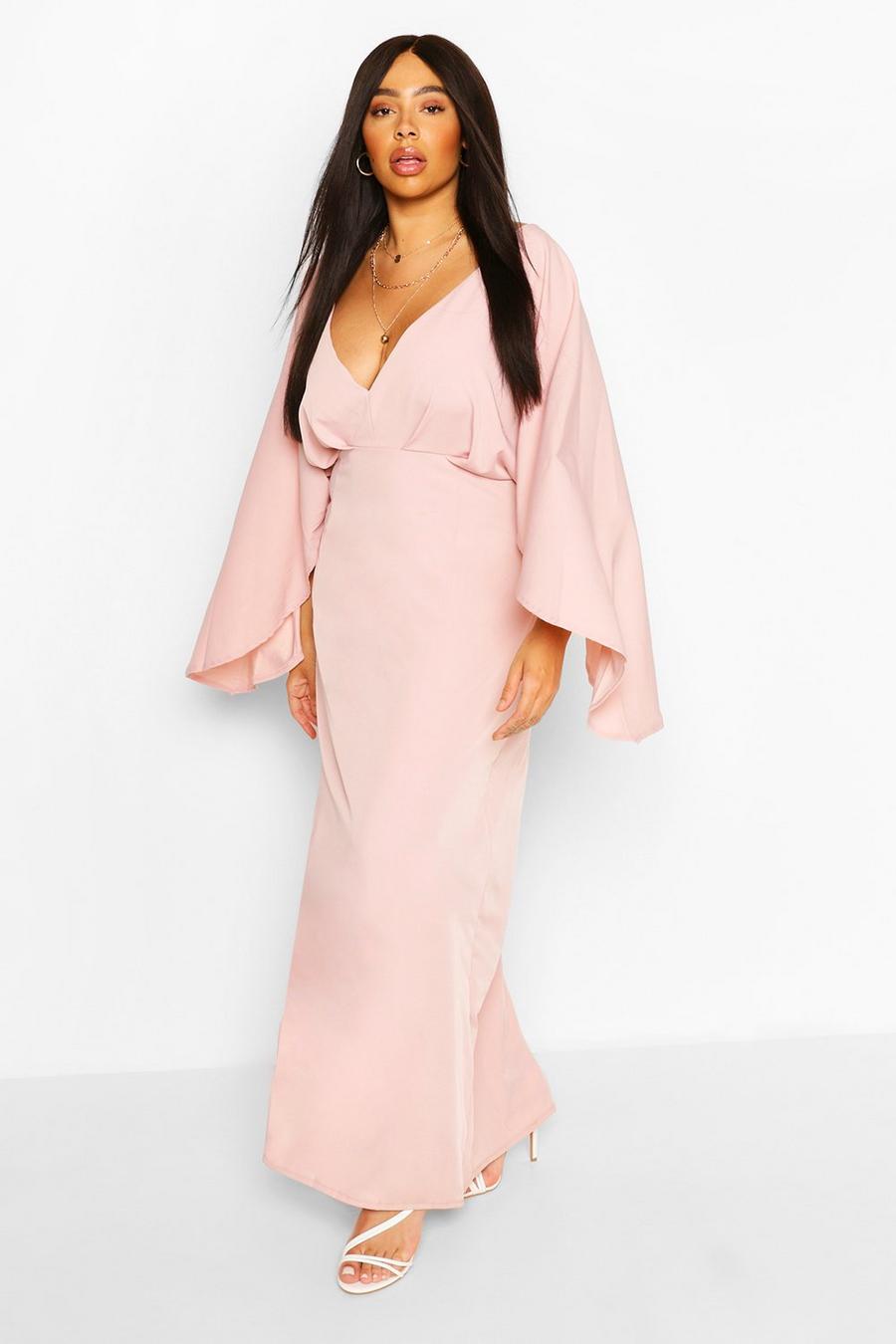 Blush Plus - Maxiklänning med låg urringning och kimonoärm image number 1