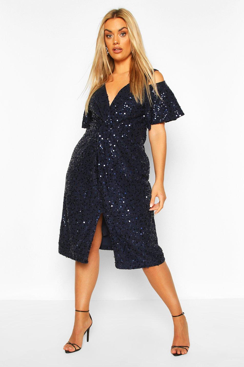 sequin knot front dress