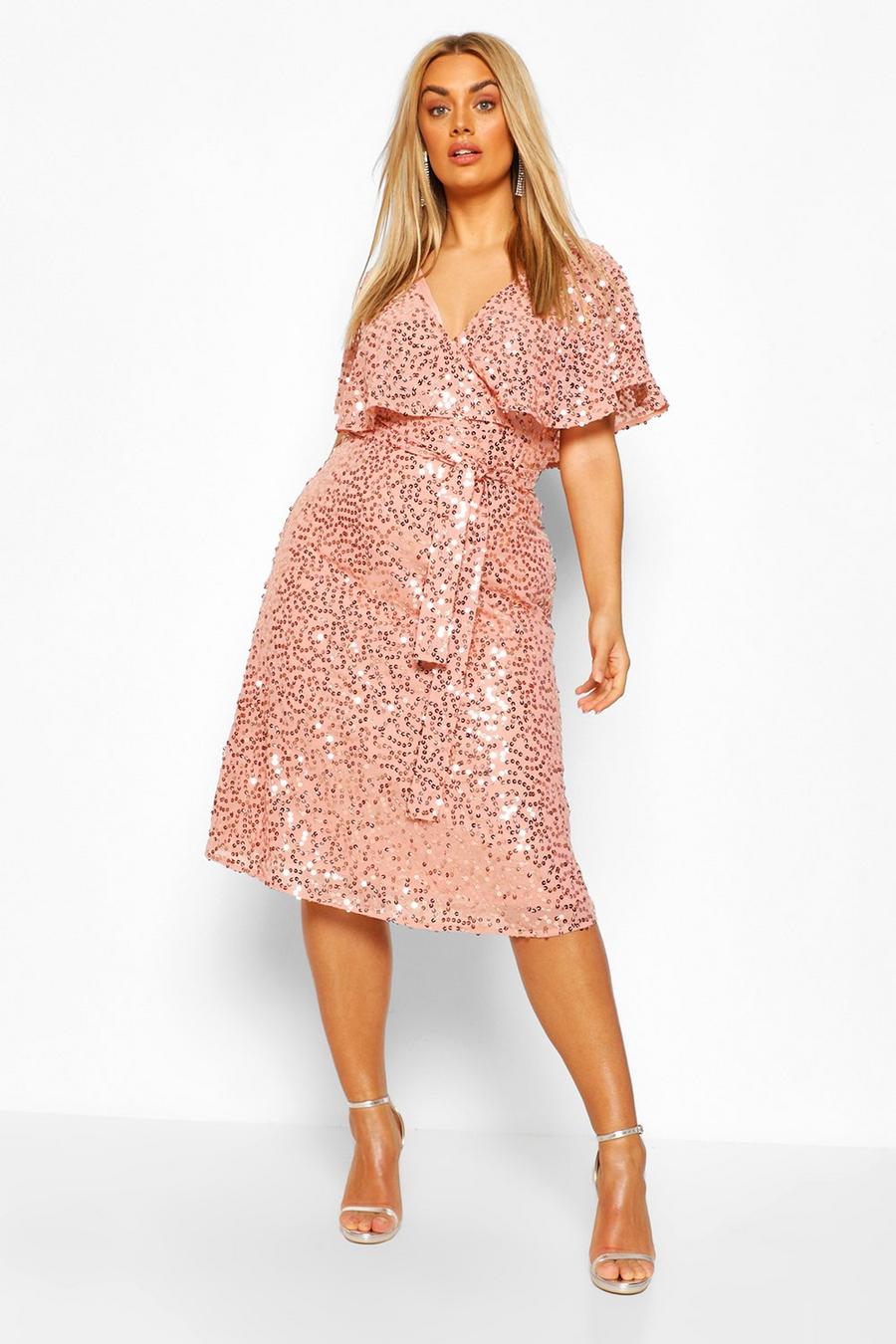 Blush Midi-jurk met lovertjes voor een gelegenheid, in plusmaten image number 1
