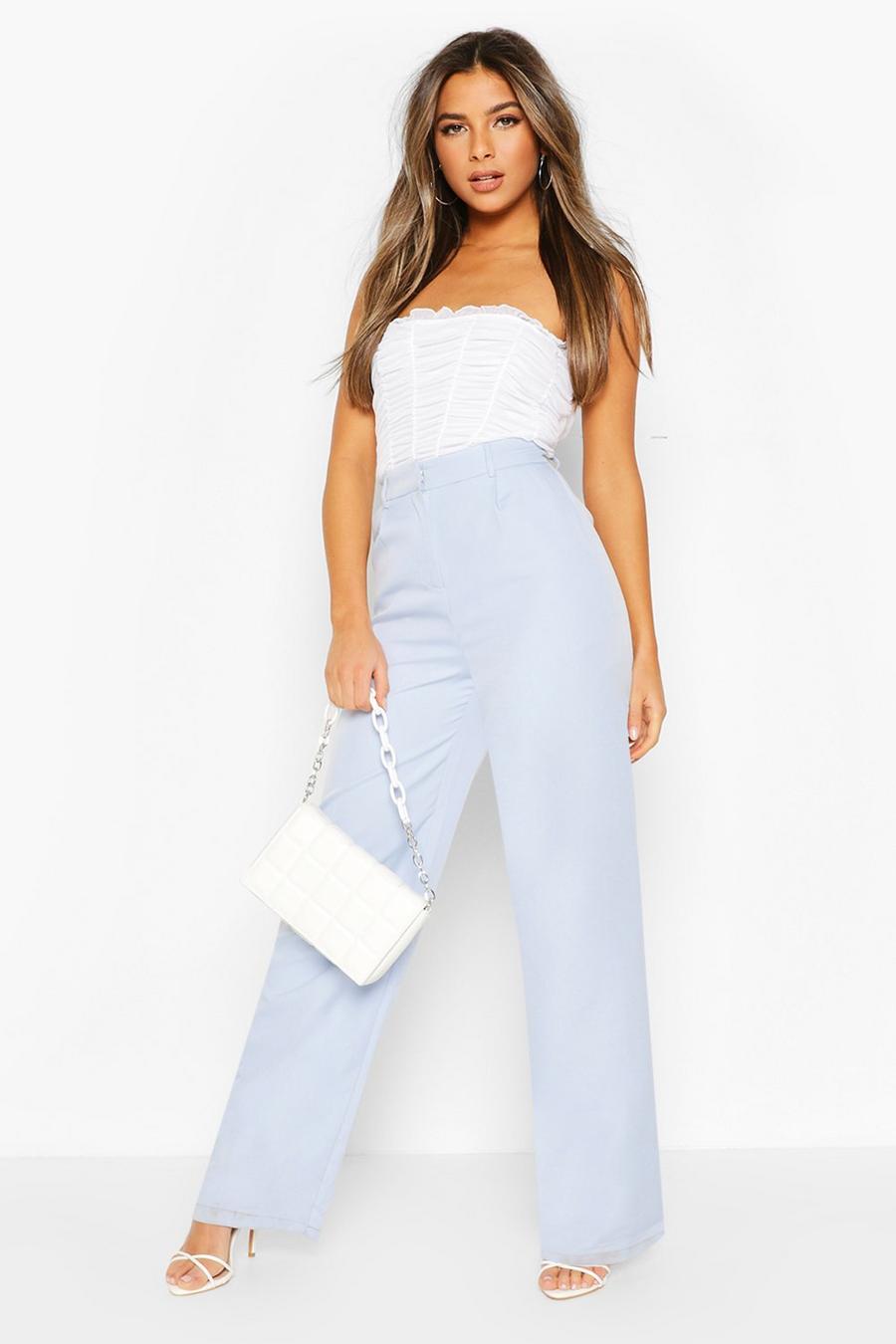 Pastel blue Petite Wide Leg Tailored Trouser image number 1