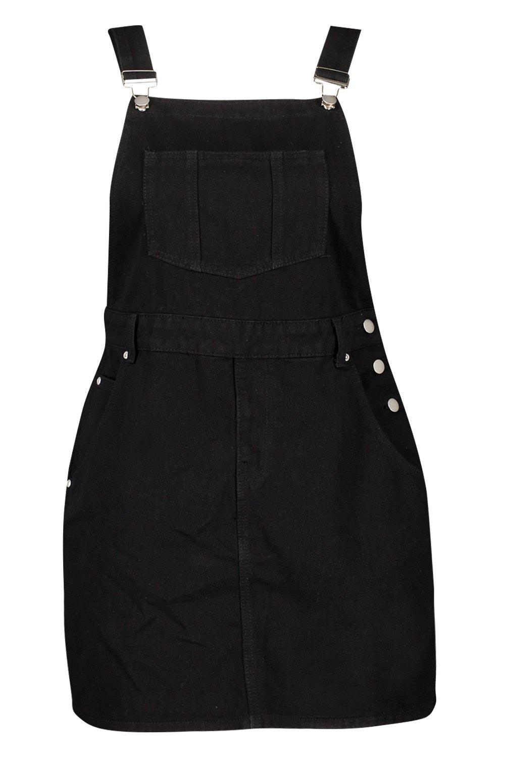 Women's Plus Denim Dungaree Frayed Hem Dress