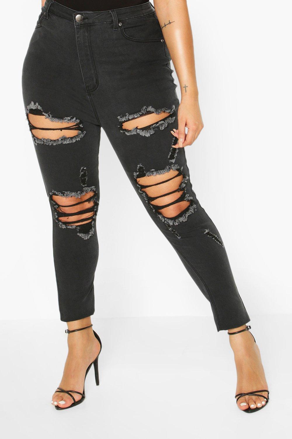 distressed ripped skinny jeans