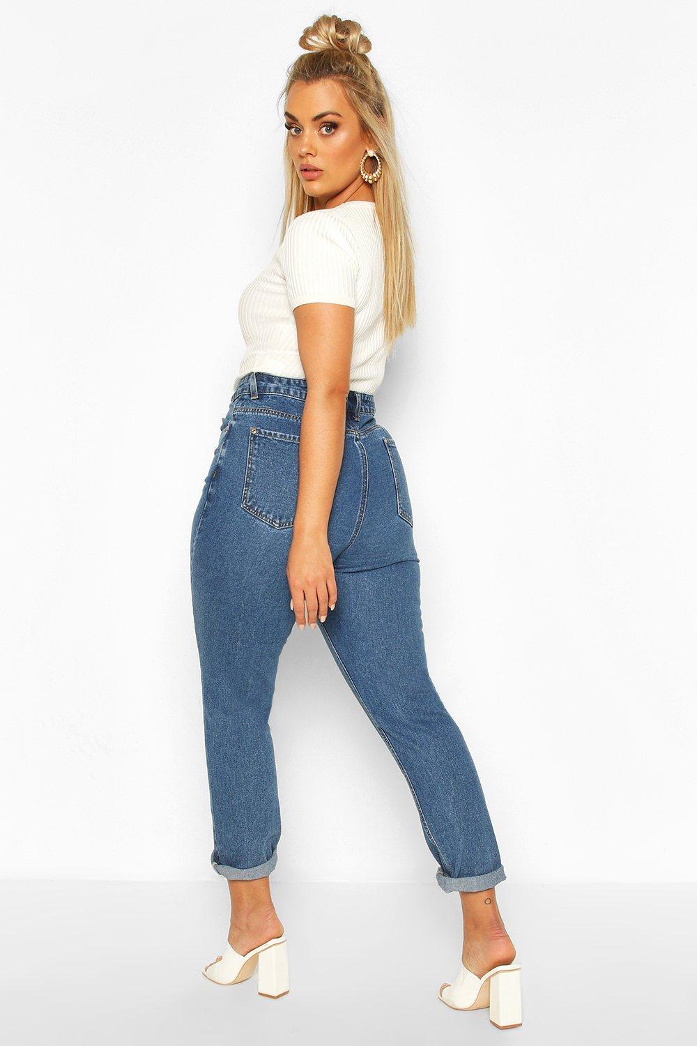 light washed high waisted mom jeans