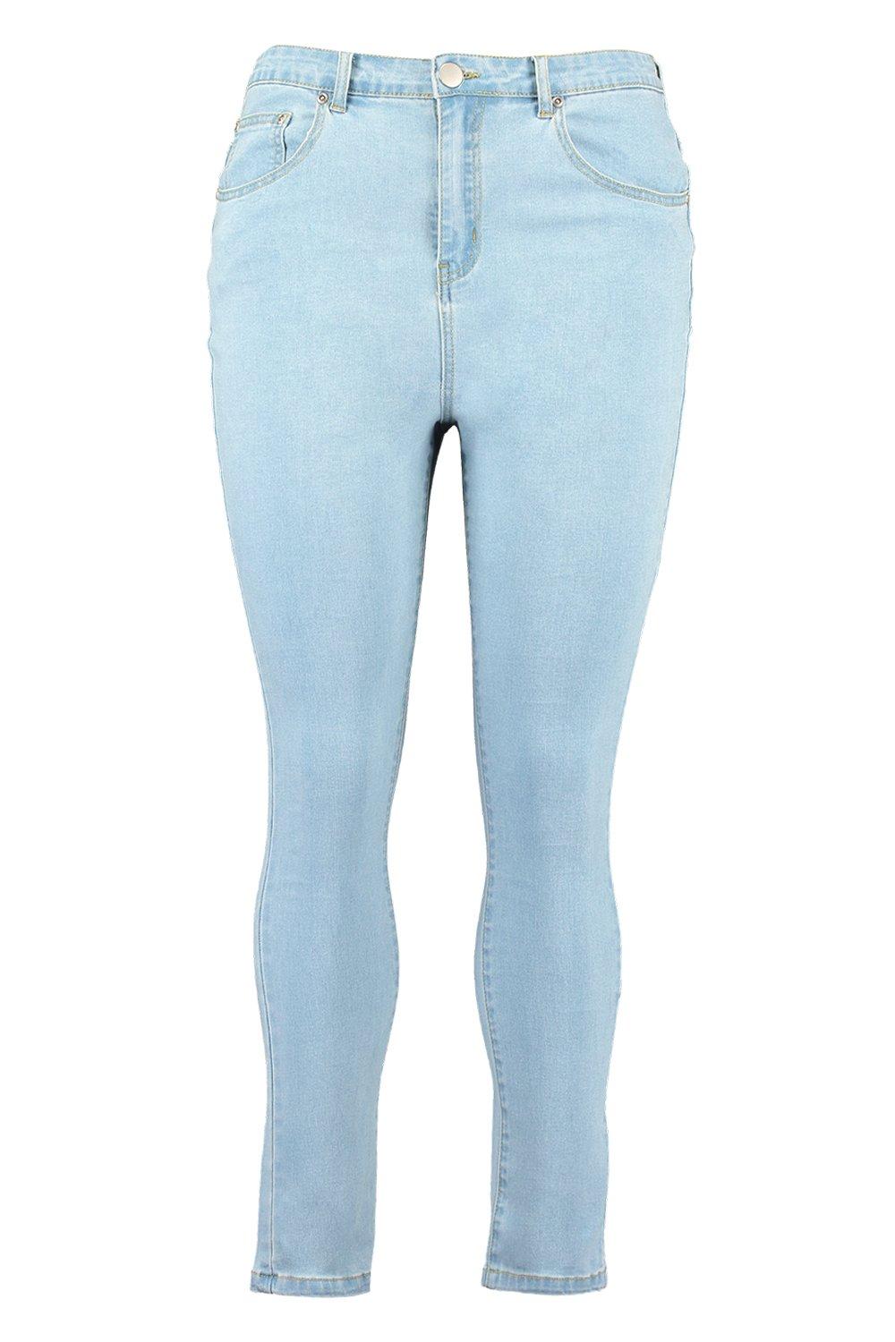 high waisted light wash skinny jeans