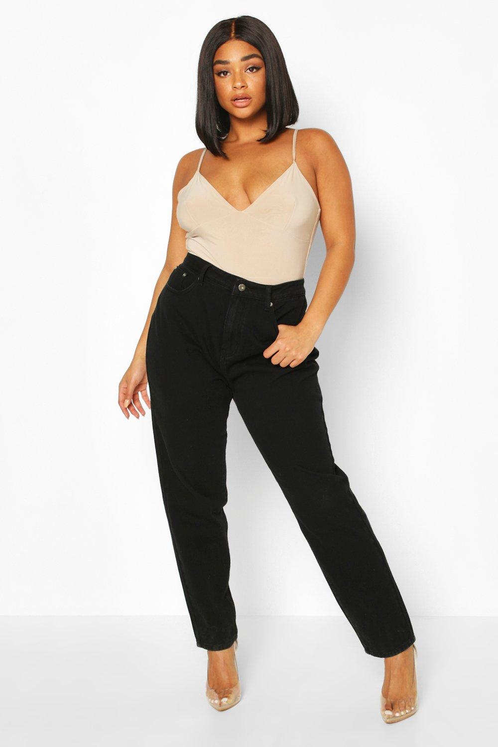 mom jeans plus size black