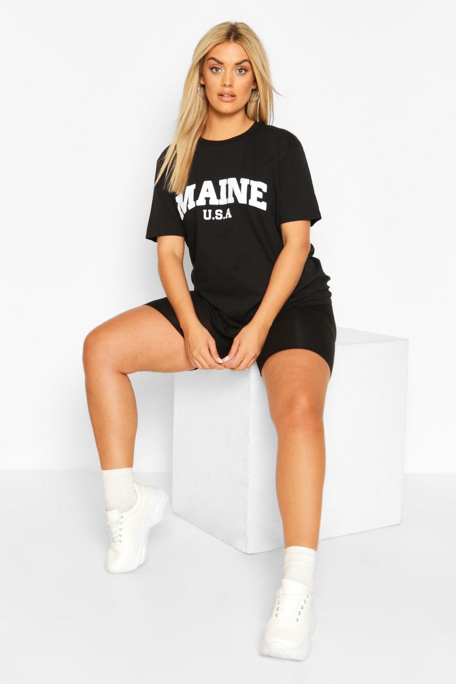 Plus - "Maine" T-shirt med slogan image number 1