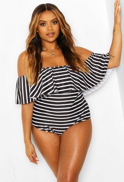 Yogered 2019Women Plus Size Striped Bathing Suit Tankini Swimjupmsuit Swimsuit Beachwear Padded Swimwear