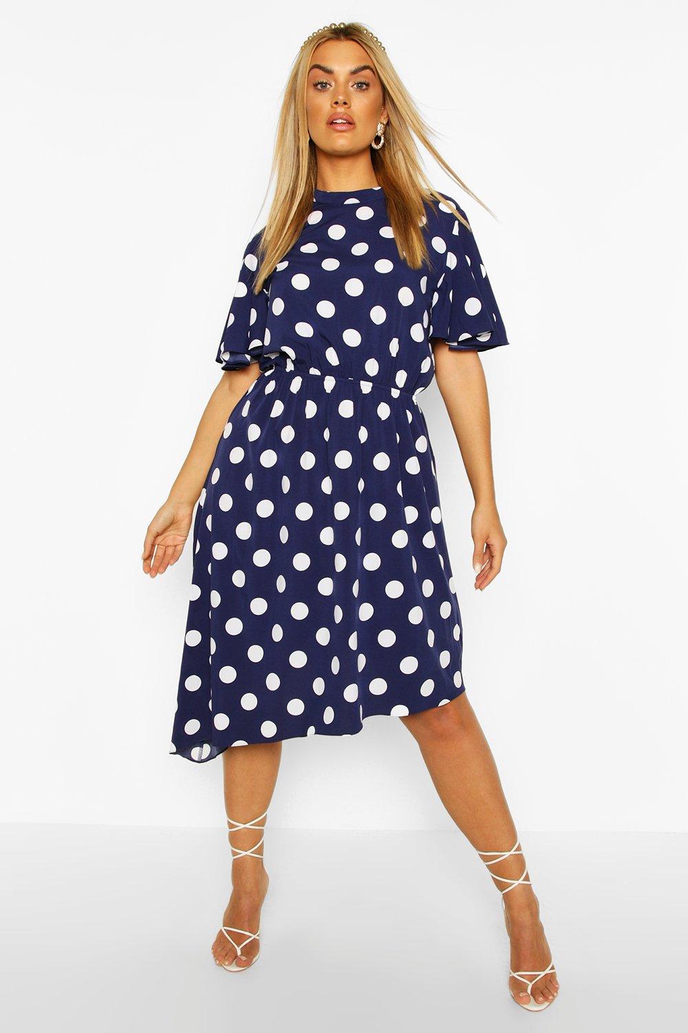 boohoo angel sleeve midi skater dress