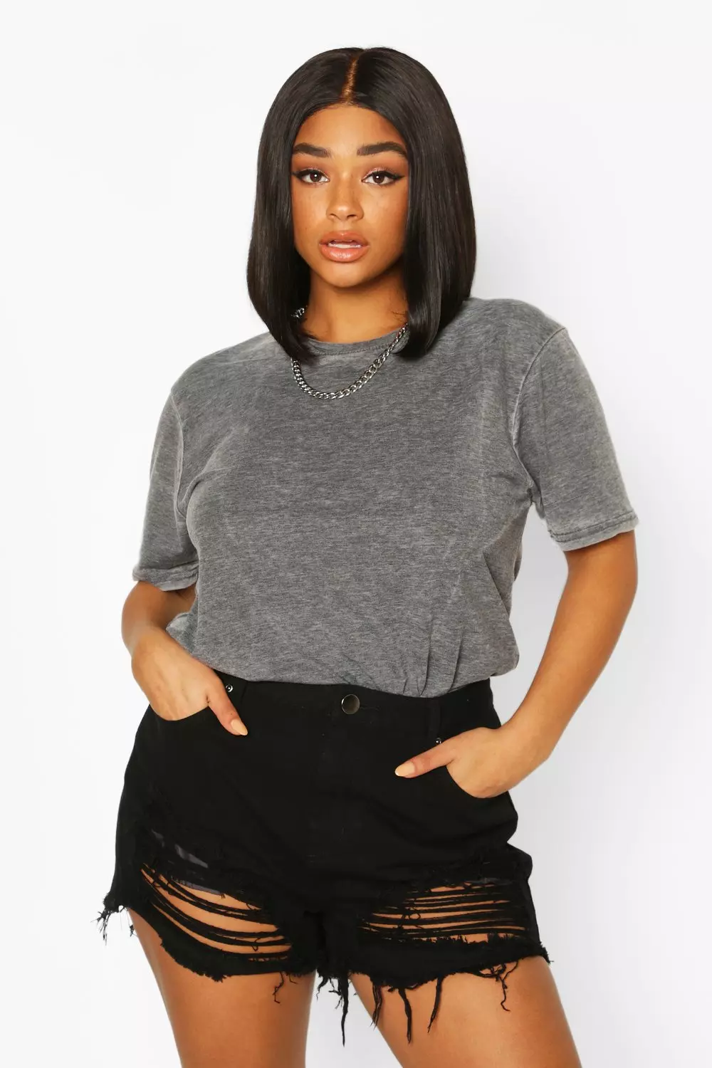 Black distressed 2024 shorts plus size