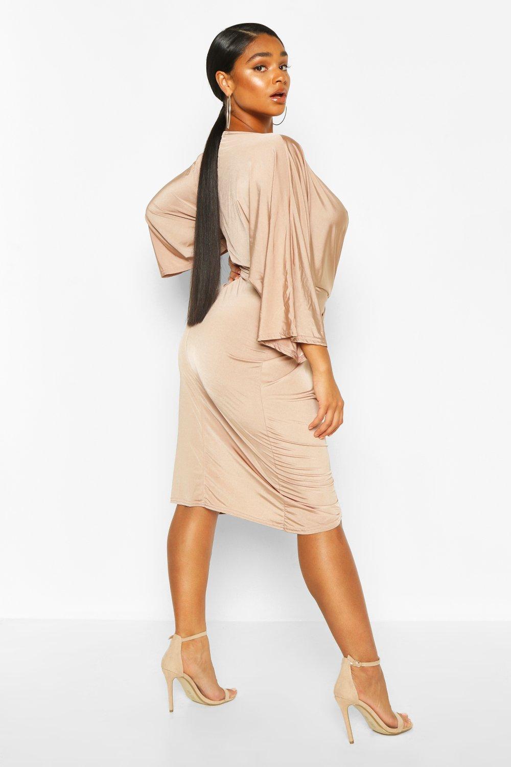 Twist front kimono sleeve midi outlet dress