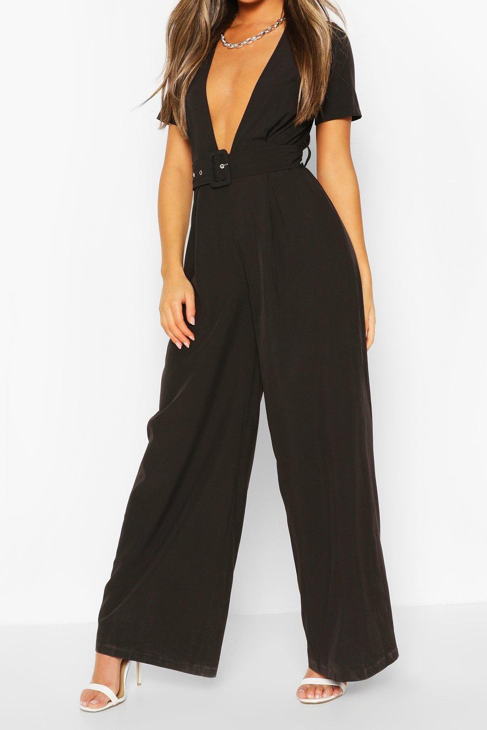 boohoo basic tailored wide leg jumpsuit