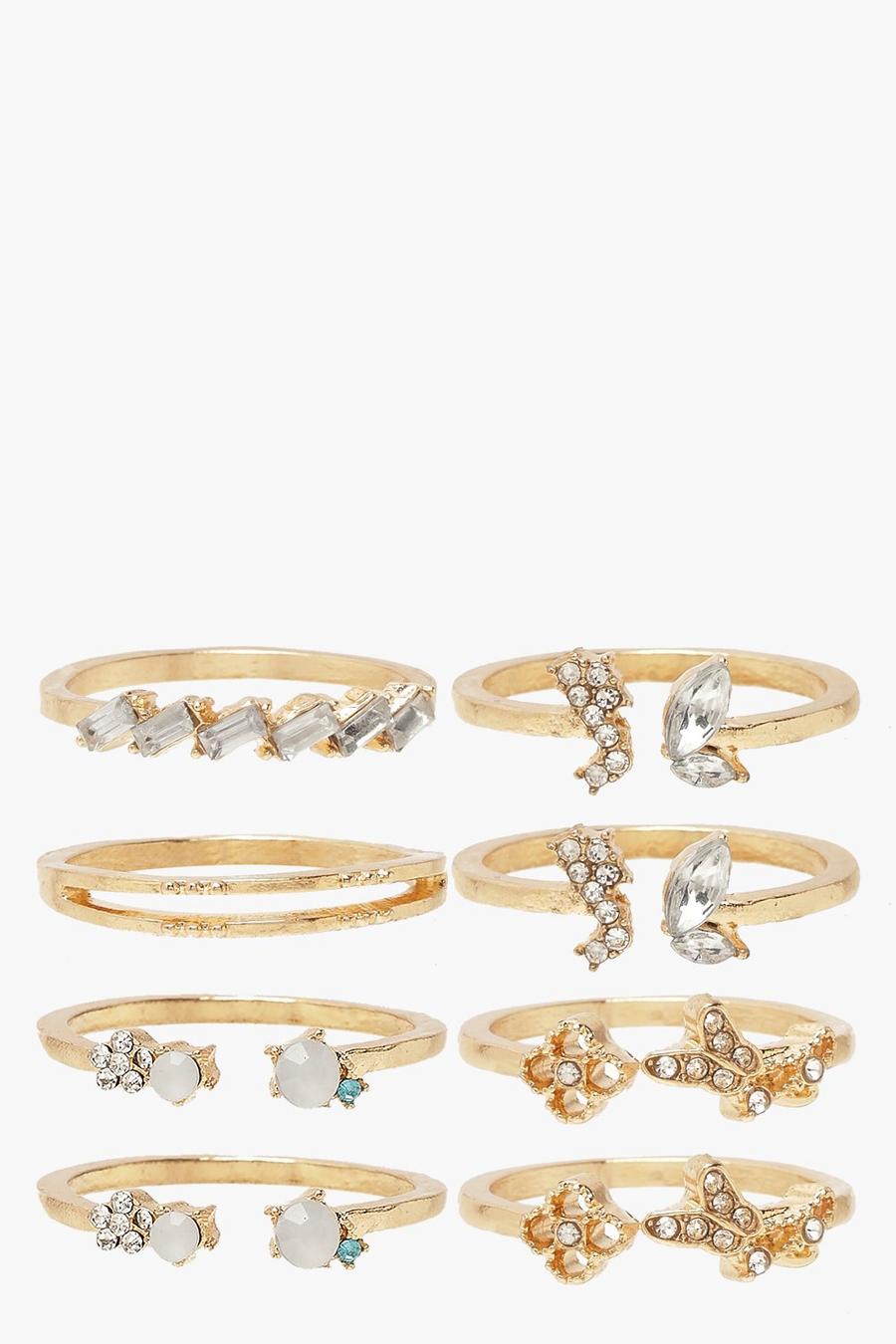 Gold metallic Plus Butterfly Diamante Ring Pack image number 1