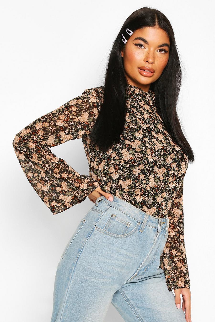 Petite Floral High Neck Blouse image number 1