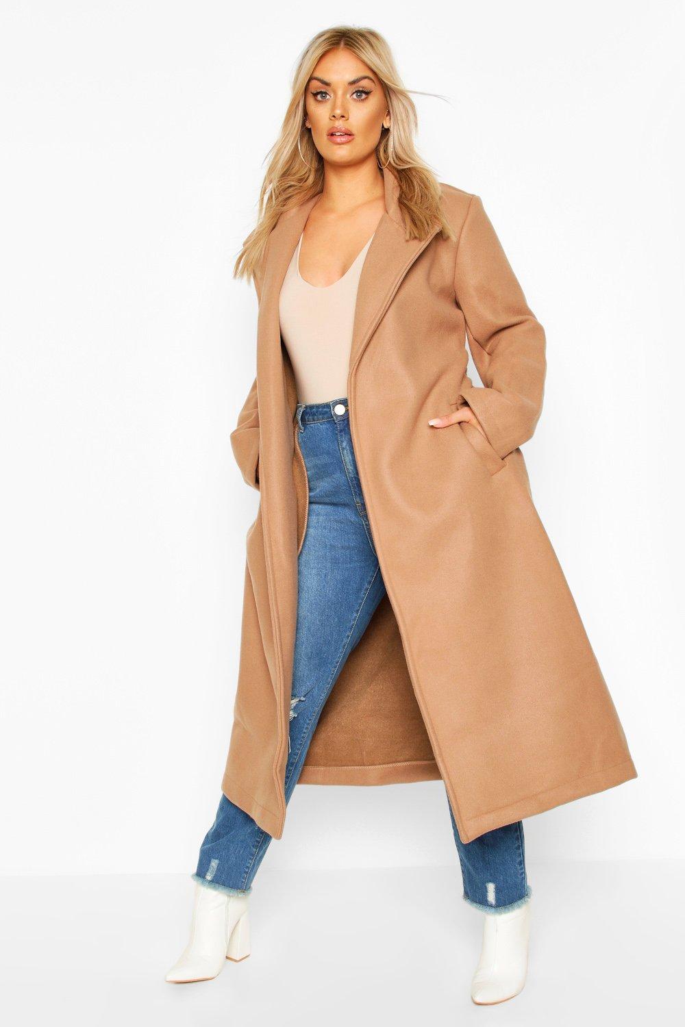 boohoo plus coats