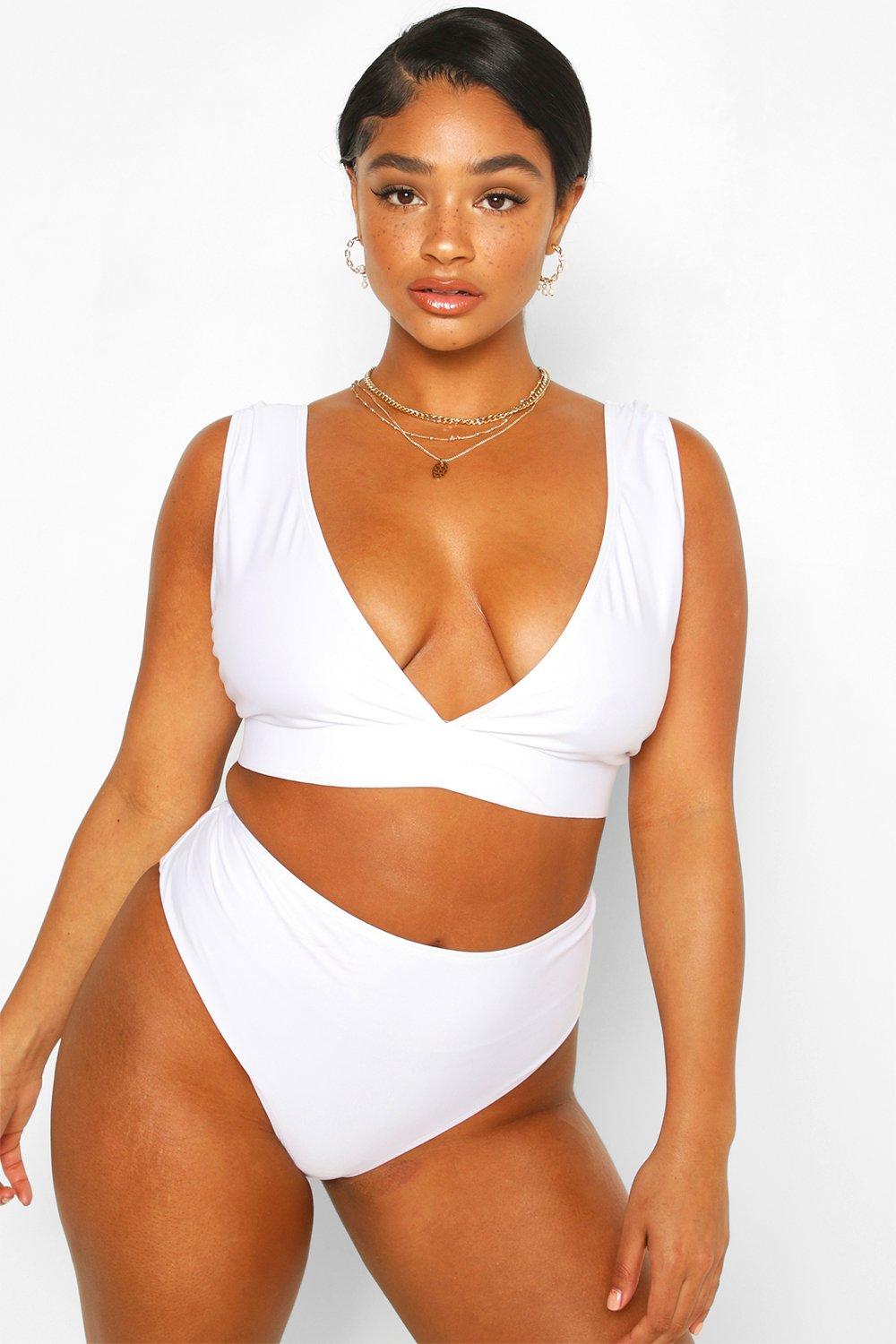 white plunge bikini