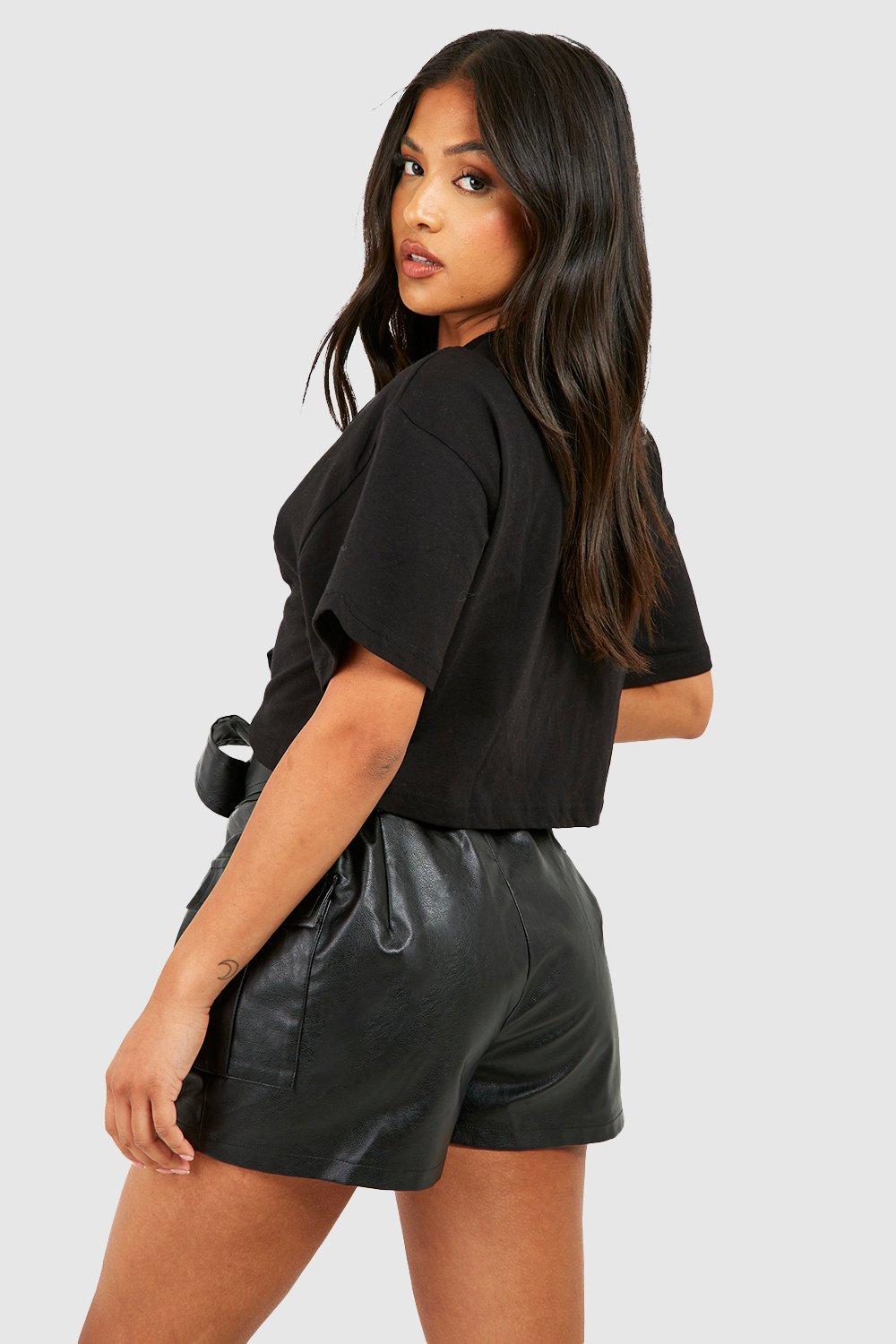 Faux leather shorts, Black