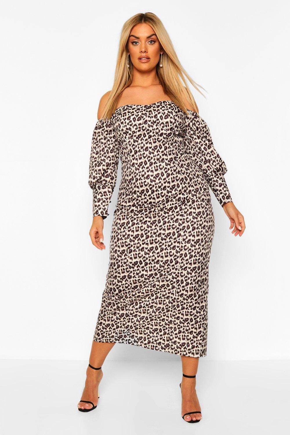 leopard bardot dress