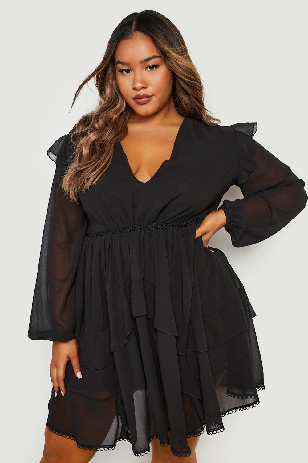 Black skater dress outlet boohoo