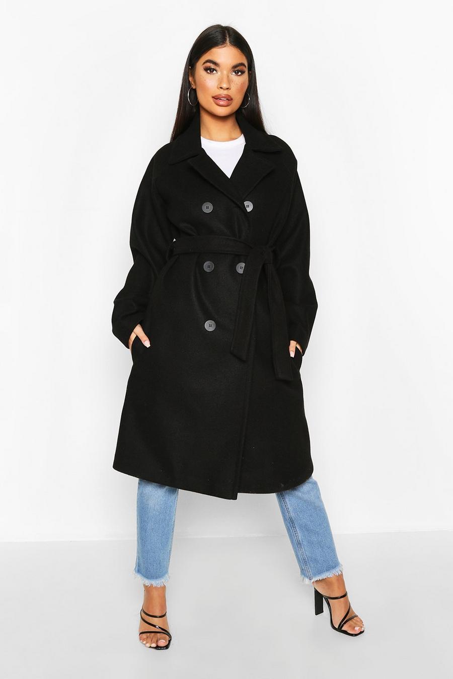 Petite Double Breasted Belted Wool Look Coat image number 1