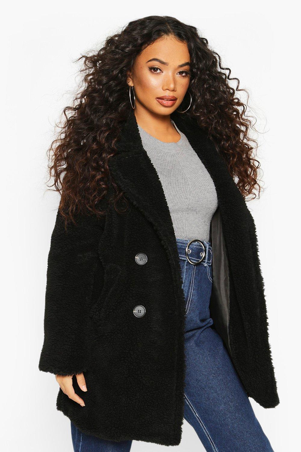 boohoo teddy coat petite