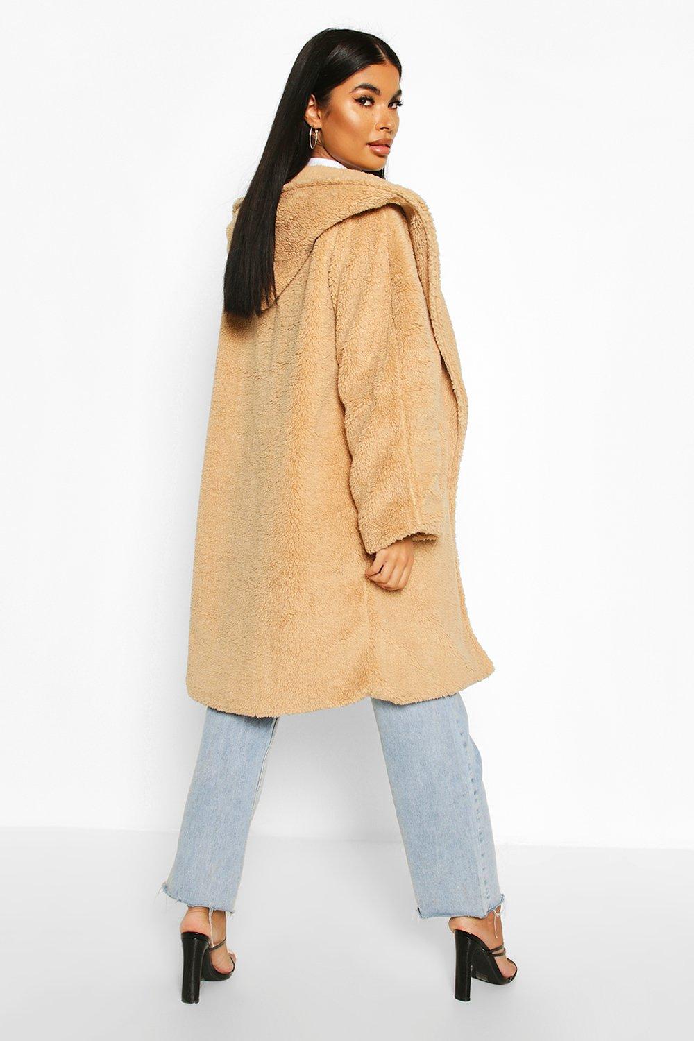 Petite Oversized Hooded Teddy Coat