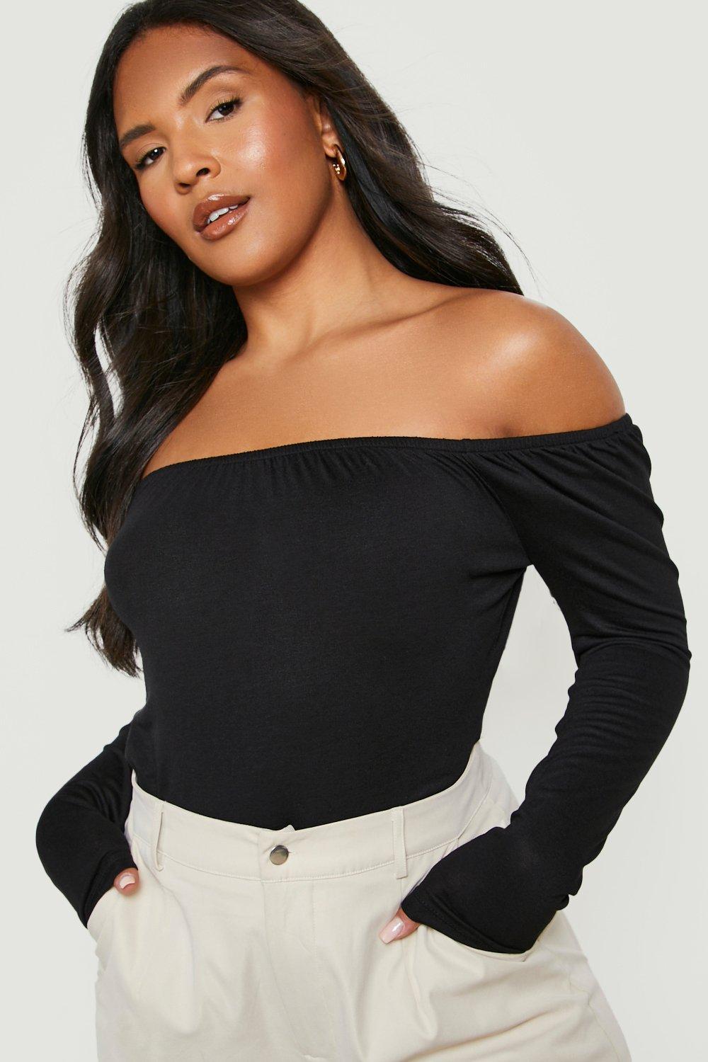 Off the shoulder black cheap long sleeve