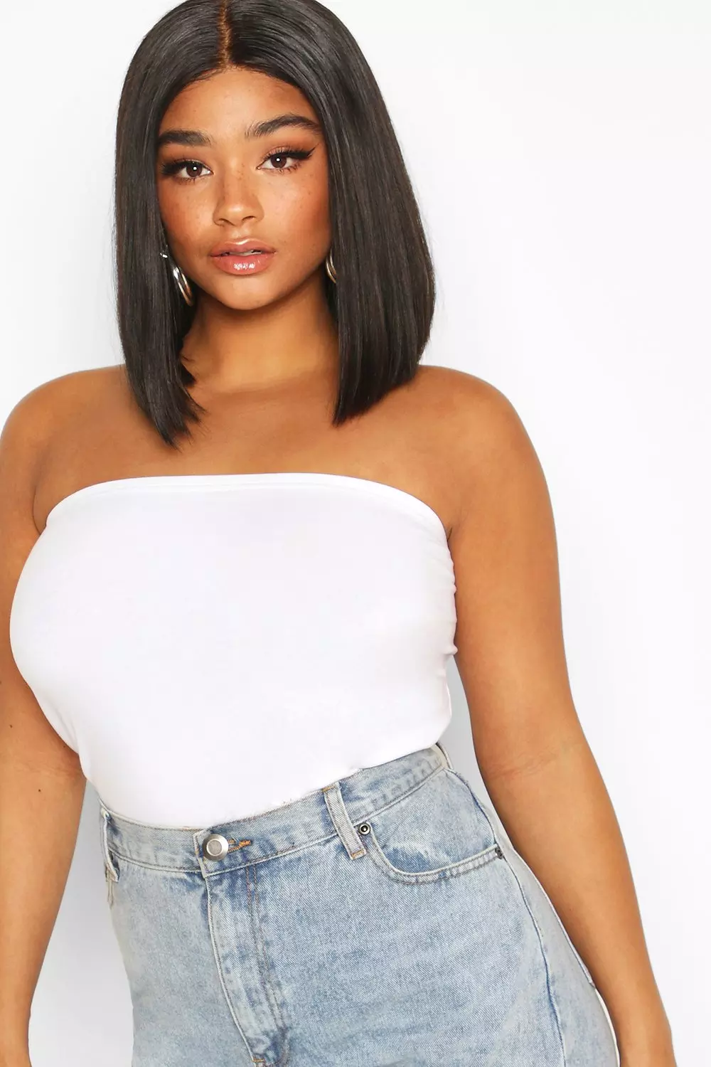 Plus size white tube top hotsell