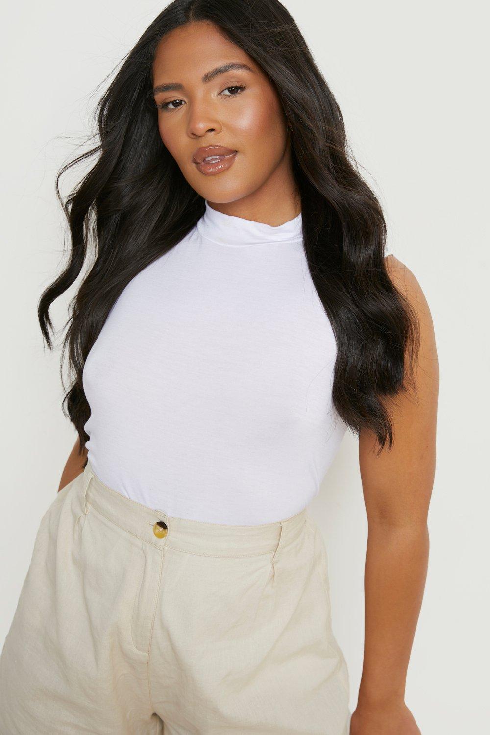 Plus Basic High Neck Sleeveless Top