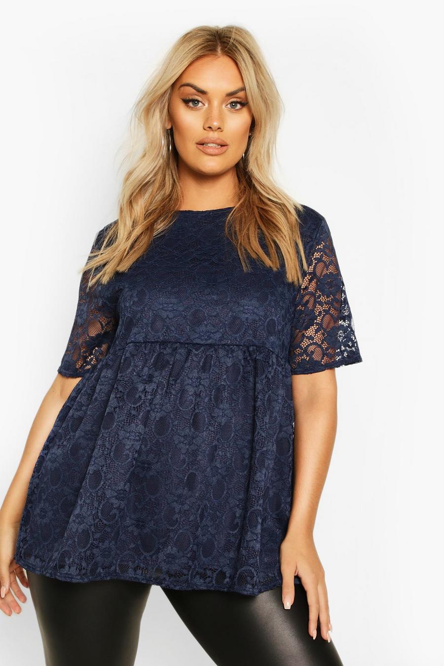 Plus Lace Cap Sleeve Smock Top image number 1