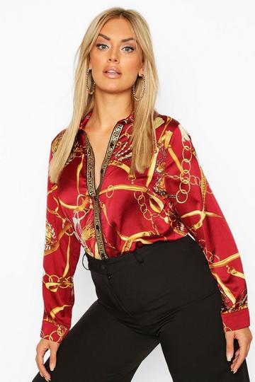 Plus Chain Print Shirt wine