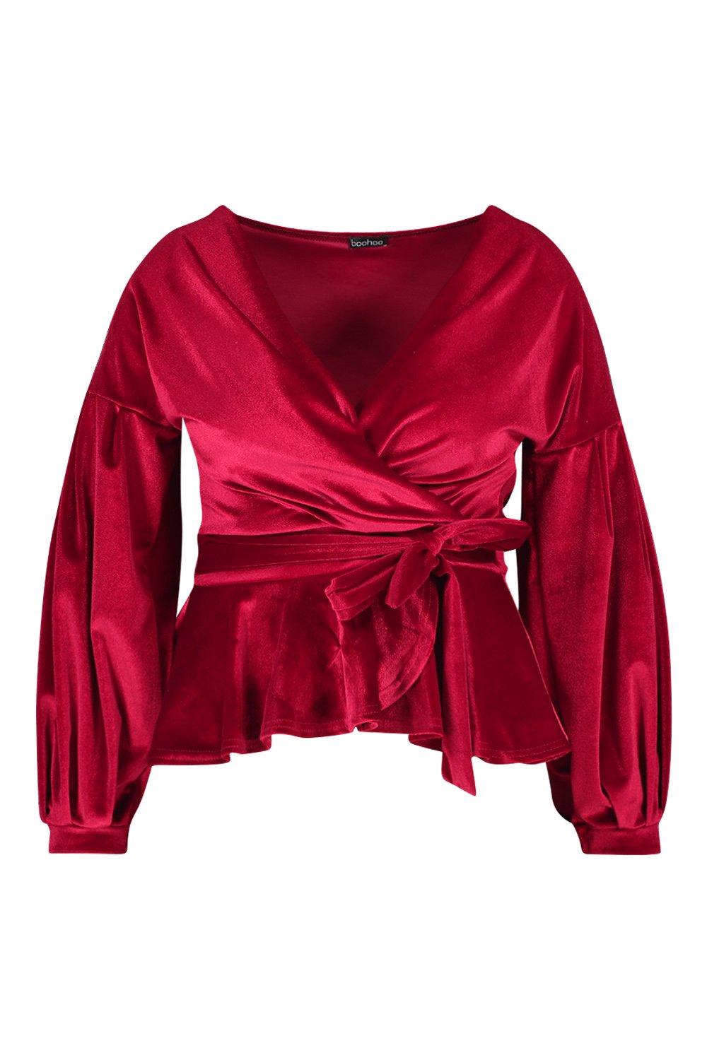 red velvet peplum top